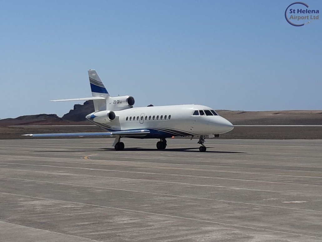 Falcon on the apron at St Helena